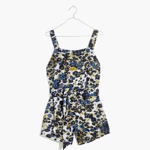 Madewell Lightestspun Tie-Waist Cover-Up Romper in Daisy Reverie